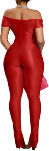 Women's Sexy 2 Piece Outfits Deep V-Neck Off Shoulder Tops Bodycon Flared Pant Sets Summer Club Outfits Tracksuit in Kuwait