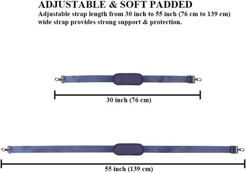 Adjustable 55 Inch Soft Padded Shoulder Strap Replacement with Metal Hooks for Laptop Bag Camera Travel Case in Saudi Arabia
