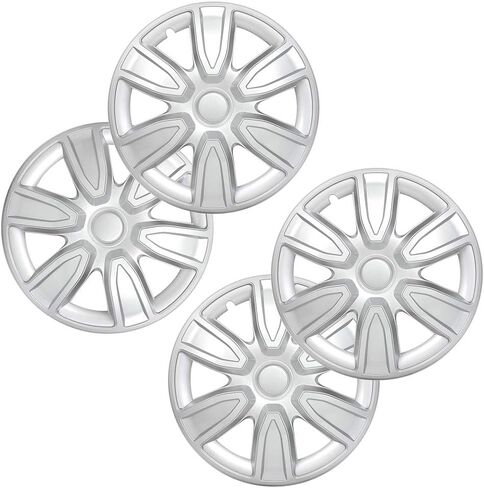 مجموعة ECCPP 4 قطع مقاس 15 بوصة غطاء عجلة Hubcap فضي من OEM بديل كامل للعروة متينة - غطاء خارجي حديث وأنيق لاستبدال إطارات السيارات - غطاء Snap On Hubcap - لـ 09-18 Toyota Camry Corolla in Saudi Arabia