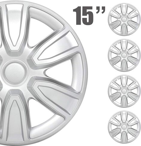 مجموعة ECCPP 4 قطع مقاس 15 بوصة غطاء عجلة Hubcap فضي من OEM بديل كامل للعروة متينة - غطاء خارجي حديث وأنيق لاستبدال إطارات السيارات - غطاء Snap On Hubcap - لـ 09-18 Toyota Camry Corolla in Saudi Arabia