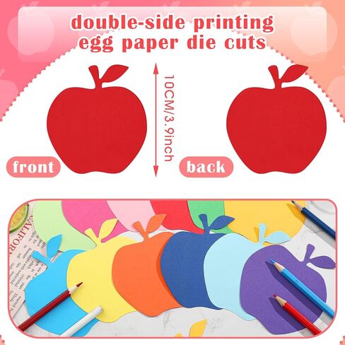Kisston 360 Pcs Apple Cutouts Paper 3.9 Inch Assorted Color Handprint Die Cuts for DIY Craft Projects Bulletin Board Decor in Saudi Arabia