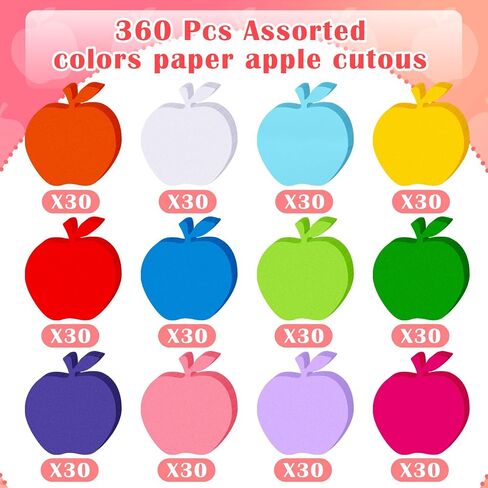 Kisston 360 Pcs Apple Cutouts Paper 3.9 Inch Assorted Color Handprint Die Cuts for DIY Craft Projects Bulletin Board Decor in Saudi Arabia