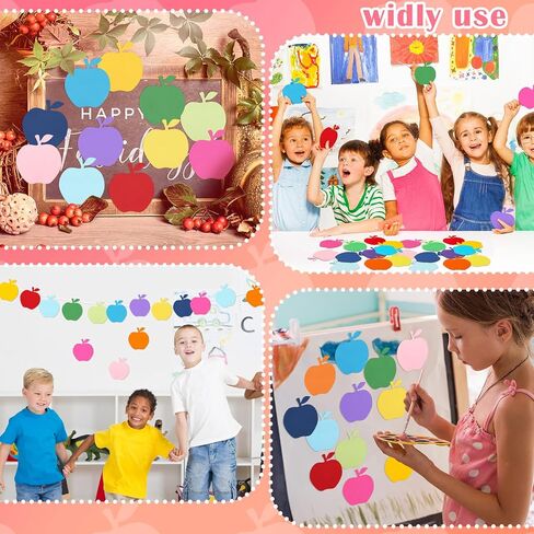 Kisston 360 Pcs Apple Cutouts Paper 3.9 Inch Assorted Color Handprint Die Cuts for DIY Craft Projects Bulletin Board Decor in Saudi Arabia