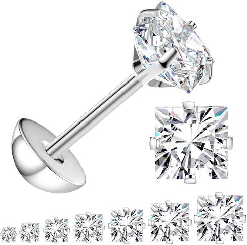 Jstyle 7 Pairs Hypoallergenic Silver Stud Earrings Set for Women Men Stainless Steel Earrings Sparkly Cubic Zirconia Earrings Studs Cartilage Earrings Jewelry in Saudi Arabia