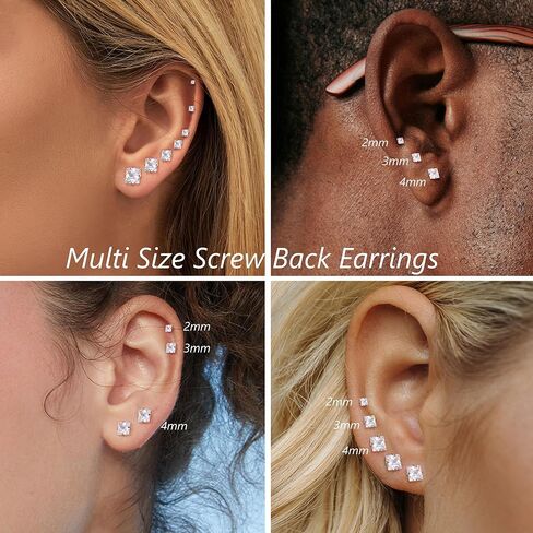 Jstyle 7 Pairs Hypoallergenic Silver Stud Earrings Set for Women Men Stainless Steel Earrings Sparkly Cubic Zirconia Earrings Studs Cartilage Earrings Jewelry in Saudi Arabia