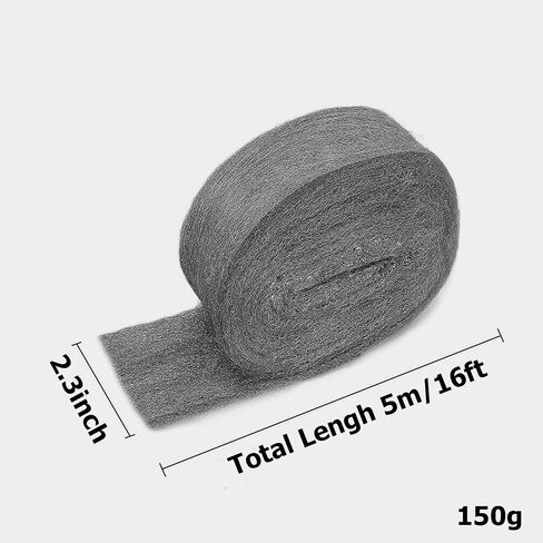 3Pack Stainless Steel Wool,2.5""x16.5FT Steel Wool Fill Fabric Roll,Gap Blocker Coarse Wire Hardware Cloth DIY Kit for Holes, Wall, Garden, Kitchen, Pipeline in Garage,Complimentary Gloves in Saudi Arabia