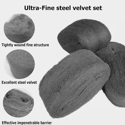 3Pack Stainless Steel Wool,2.5""x16.5FT Steel Wool Fill Fabric Roll,Gap Blocker Coarse Wire Hardware Cloth DIY Kit for Holes, Wall, Garden, Kitchen, Pipeline in Garage,Complimentary Gloves in Saudi Arabia