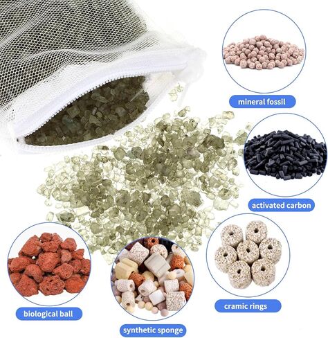 10PCS Aquarium Filter Media Bags with Zipper 3 x 8 Inch Fish Tank Filter Material Net with Fine Mesh Reusable Filter Bags for Activated Carbon Bio Filter Balls Filter Stones Ceramic Rings in Saudi Arabia