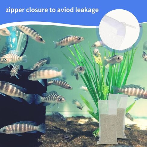 10PCS Aquarium Filter Media Bags with Zipper 3 x 8 Inch Fish Tank Filter Material Net with Fine Mesh Reusable Filter Bags for Activated Carbon Bio Filter Balls Filter Stones Ceramic Rings in Saudi Arabia