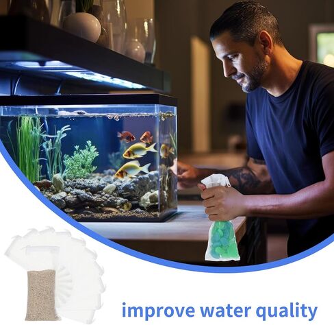 10PCS Aquarium Filter Media Bags with Zipper 3 x 8 Inch Fish Tank Filter Material Net with Fine Mesh Reusable Filter Bags for Activated Carbon Bio Filter Balls Filter Stones Ceramic Rings in Saudi Arabia
