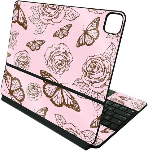 MightySkins Glossy Glitter Skin Compatible with Apple Magic Keyboard for iPad Pro 12.9" (5th Generation) - Tropical Hibiscus | Protective, Durable High-Gloss Glitter Finish | Made in The USA in Saudi Arabia