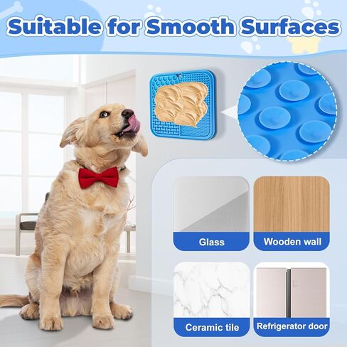 سجادة لعق الكلاب مع أكواب شفط، سجادة لعق الكلاب لزبدة الفول السوداني وتخفيف قلق الكلاب، عبوتان من ألعاب إثراء الكلاب، سجادة طعام للكلاب للاستحمام والعناية مع ملعقة واحدة (أزرق وبرتقالي) in Kuwait