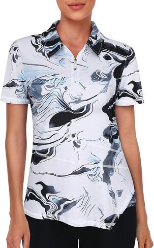 Viracy Women's Golf Shirt Short Sleeve Loose Fitting 1/4 Zip Up Polo Shirt UV Protection Fast Dry Athletic Tops S-3XL in Saudi Arabia