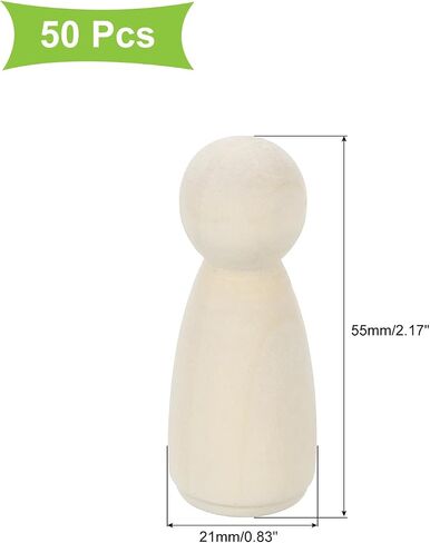 uxcell 50 Pcs Wood Peg Dolls 1.38 Inch Female Unfinished Dolls Bodies Natural Wooden Figures Decorative Peg People for Painting, DIY Arts, Crafts and Graffiti in Saudi Arabia