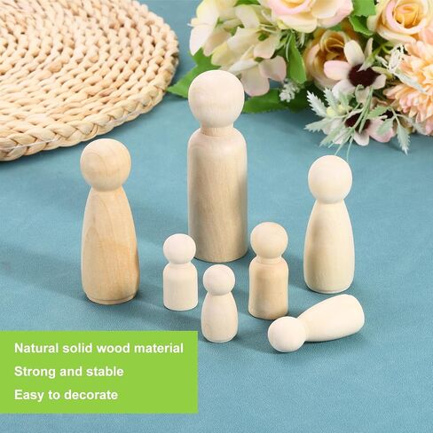 uxcell 50 Pcs Wood Peg Dolls 1.38 Inch Female Unfinished Dolls Bodies Natural Wooden Figures Decorative Peg People for Painting, DIY Arts, Crafts and Graffiti in Saudi Arabia
