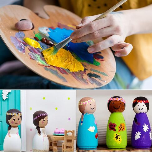 uxcell 50 Pcs Wood Peg Dolls 1.38 Inch Female Unfinished Dolls Bodies Natural Wooden Figures Decorative Peg People for Painting, DIY Arts, Crafts and Graffiti in Saudi Arabia