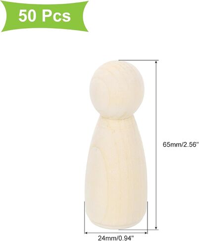 uxcell 50 Pcs Wood Peg Dolls 1.38 Inch Female Unfinished Dolls Bodies Natural Wooden Figures Decorative Peg People for Painting, DIY Arts, Crafts and Graffiti in Saudi Arabia