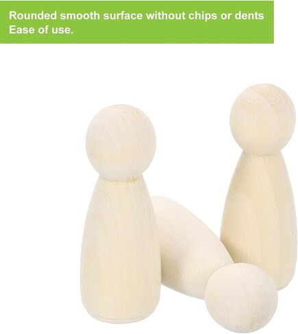 uxcell 50 Pcs Wood Peg Dolls 1.38 Inch Female Unfinished Dolls Bodies Natural Wooden Figures Decorative Peg People for Painting, DIY Arts, Crafts and Graffiti in Saudi Arabia