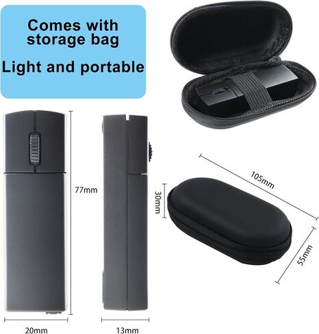 Wireless Bluetooth Mouse, Mini 3-Mode (BT4.0/5.0+2.4G) Noiseless Rechargeable Travel Mice with Mouse Case, 3 Buttons 1200 DPI Ultra Lightweight Portable Wireless Mice for Desktop Laptops PC（Black） in Saudi Arabia