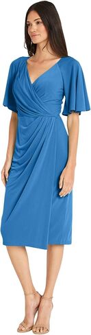 Maggy London Versatile V-Neck Flutter Sleeve Faux Wrap Wedding Guest Dresses for Women in Saudi Arabia