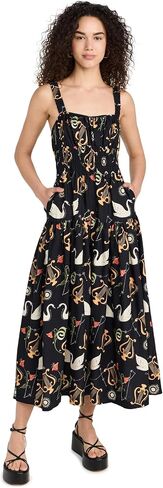 KITRI Women's Isobel Black Cygnus and Lyra Print Midi Dress in Saudi Arabia