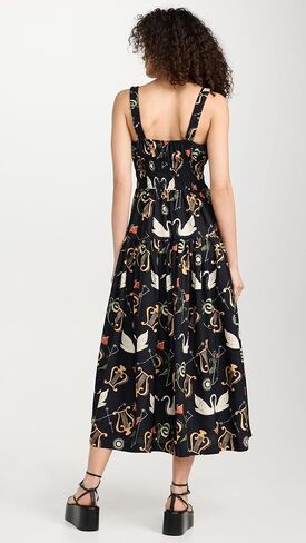 KITRI Women's Isobel Black Cygnus and Lyra Print Midi Dress in Saudi Arabia