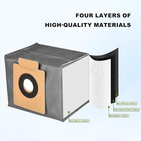 طقم أكياس مكنسة كهربائية مكون من 10 عبوات متوافقة مع مكنسة Eufy Clean X8 Pro X10 Pro Omni Robot، أكياس غبار منظفة سعة 3 لتر، ملحقات أكياس بديلة مكونة من 4 طبقات in Kuwait