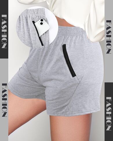 10 Pack Womens Workout Active Athletic Shorts, Dry Fit Running Hiking Gym Shorts with Pockets with Subtle Zipper in Saudi Arabia