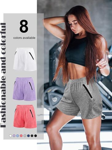 10 Pack Womens Workout Active Athletic Shorts, Dry Fit Running Hiking Gym Shorts with Pockets with Subtle Zipper in Saudi Arabia