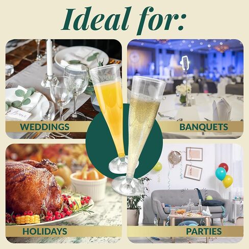 Reli. (100 Bulk Pack Plastic Champagne Flutes 4.5 Oz, Clear | Plastic Champagne Glasses/Flutes | Disposable, BPA-Free,Shatterproof Cups| Perfect for Mimosa/Cocktail, Wedding/Party Toasting, Champagne in Saudi Arabia
