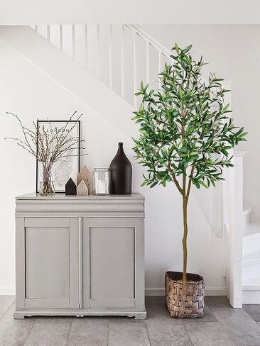 3Ft Artificial Olive Tree Tall Fake Potted Olive Plant Large Lifelike Faux Plastic Plants in Pot for Home Decor Indoor Living Room Bedroom Office Decoration in Kuwait