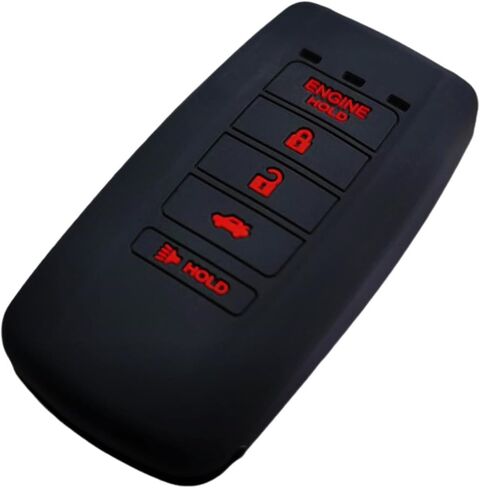 Silicone Key Fob Cover Remote Keyless Case Protector Compatible with Acura ILX MDX RDX RLX TLX 2014-2021 (5 Buttons Black with Red) in Saudi Arabia