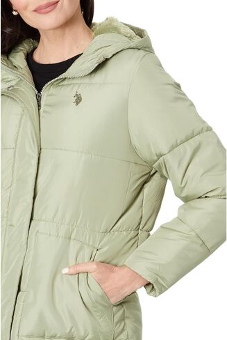U.S. Polo Assn. Classic Hooded Puffer with Patch Pocket And Cozy Faux Fur Lining in Saudi Arabia