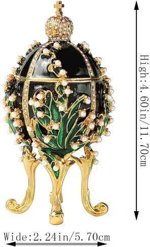 Jewelry Trinket Boxes Easter Egg Victorian Style Ornaments Antique Craftsmanship Collection Luxurious Gift for Home Decor (White) in Saudi Arabia