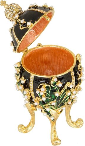 Jewelry Trinket Boxes Easter Egg Victorian Style Ornaments Antique Craftsmanship Collection Luxurious Gift for Home Decor (White) in Saudi Arabia