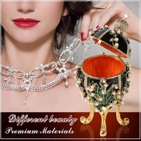 Jewelry Trinket Boxes Easter Egg Victorian Style Ornaments Antique Craftsmanship Collection Luxurious Gift for Home Decor (White) in Saudi Arabia