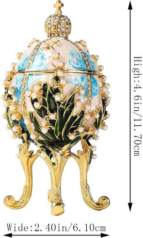 Jewelry Trinket Boxes Easter Egg Victorian Style Ornaments Antique Craftsmanship Collection Luxurious Gift for Home Decor (White) in Saudi Arabia