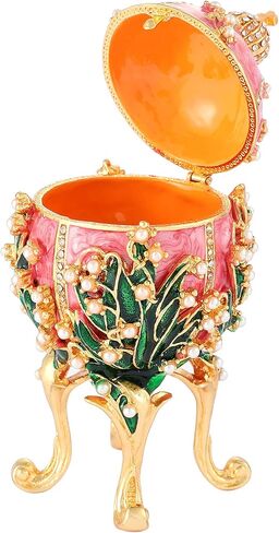 Jewelry Trinket Boxes Easter Egg Victorian Style Ornaments Antique Craftsmanship Collection Luxurious Gift for Home Decor (White) in Saudi Arabia