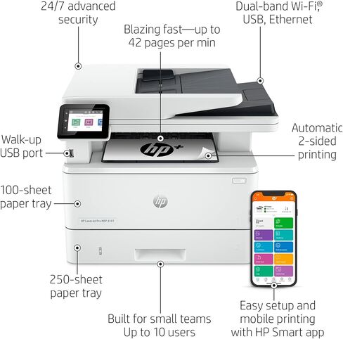 HP LaserJet Pro MFP 4101fdwe Wireless Black & White Printer with HP+ Smart Office Features and Fax (Renewed) in Saudi Arabia
