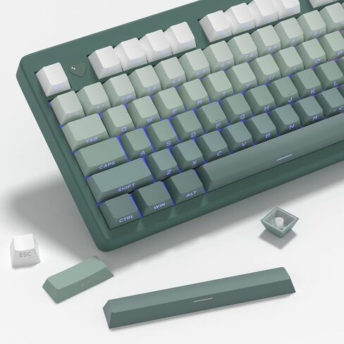 Side Print Shine Through Keycaps, 133 Keys PBT Double Shot Custom Backlit Keycap Set, Kelp Gradient Green Cherry Profile Keyboard Keycaps for 61/64/68/84/87/100/104/108 Mechanical Keyboard in Saudi Arabia