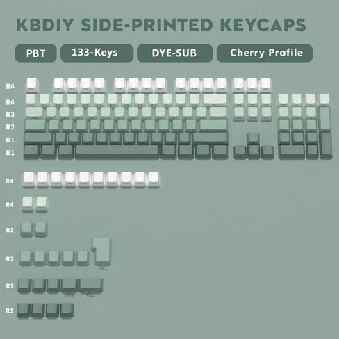 Side Print Shine Through Keycaps, 133 Keys PBT Double Shot Custom Backlit Keycap Set, Kelp Gradient Green Cherry Profile Keyboard Keycaps for 61/64/68/84/87/100/104/108 Mechanical Keyboard in Saudi Arabia