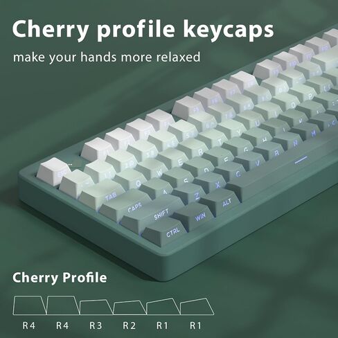 Side Print Shine Through Keycaps, 133 Keys PBT Double Shot Custom Backlit Keycap Set, Kelp Gradient Green Cherry Profile Keyboard Keycaps for 61/64/68/84/87/100/104/108 Mechanical Keyboard in Saudi Arabia