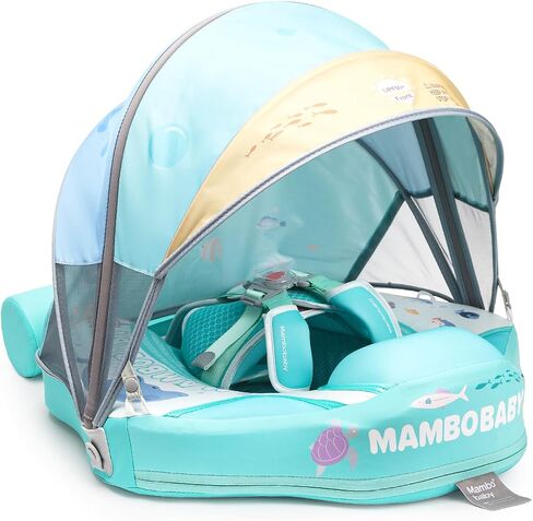 2024 Newest Mambobaby Baby Float with Canopy & Tail Infant Swim Float Non-Inflatable Toddler Pool Float with Skin-Friendly Material for 3-24 Months Baby Boys Grils in Saudi Arabia
