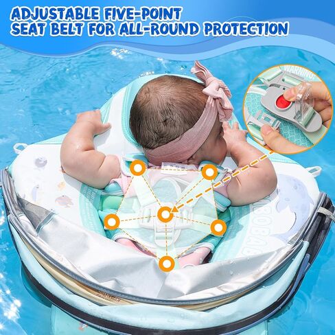 2024 Newest Mambobaby Baby Float with Canopy & Tail Infant Swim Float Non-Inflatable Toddler Pool Float with Skin-Friendly Material for 3-24 Months Baby Boys Grils in Saudi Arabia