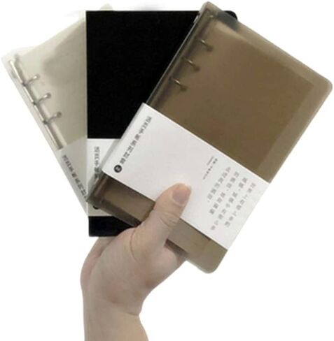 3 Pack A5 A6 B5 Round Ring Binder Cover 6-Ring 9-Ring PVC Binder Covers Refillable Notebook Loose Leaf Binder Protector (Inner Paper Not Included) (A6 White Black Coffee 3 Pack) in Saudi Arabia