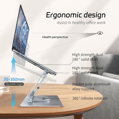قاعدة شحن للكمبيوتر المحمول ZenRich USB C من الألومنيوم لأجهزة MacBook Pro/Air/Dell/HP/Lenovo مع رافعة مريحة وقابلة للتعديل مع محور 5 في 1 (3 USB 3.0) لأجهزة الكمبيوتر المحمولة/الأجهزة اللوحية مقاس 7-17 بوصة، فضي in Kuwait