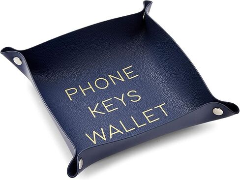 Juvale Leather Catchall Valet Tray for Phone, Keys, Wallet (Navy Blue, 6.9 x 2.2 in) in Saudi Arabia