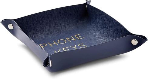 Juvale Leather Catchall Valet Tray for Phone, Keys, Wallet (Navy Blue, 6.9 x 2.2 in) in Saudi Arabia