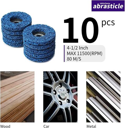 10 Pcs 4-1/2 Inch Poly Strip Wheel Disc Rust Remover Wheel, 7/8" Angel Grinders Clean Tool, Strip Discs for Angle Grinder Remove Rust Paint Clean Welds Paint Grinding Wheel Blue in Saudi Arabia