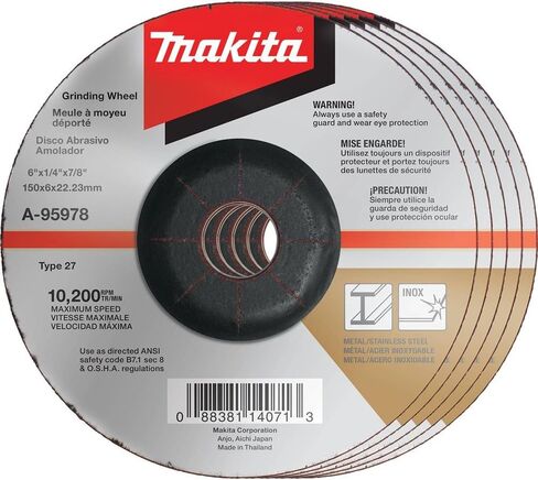 Makita A-95956-5 4-1/2" x 1/4" x 7/8" INOX Grinding Wheel, 36 Grit, 5/pk in Saudi Arabia